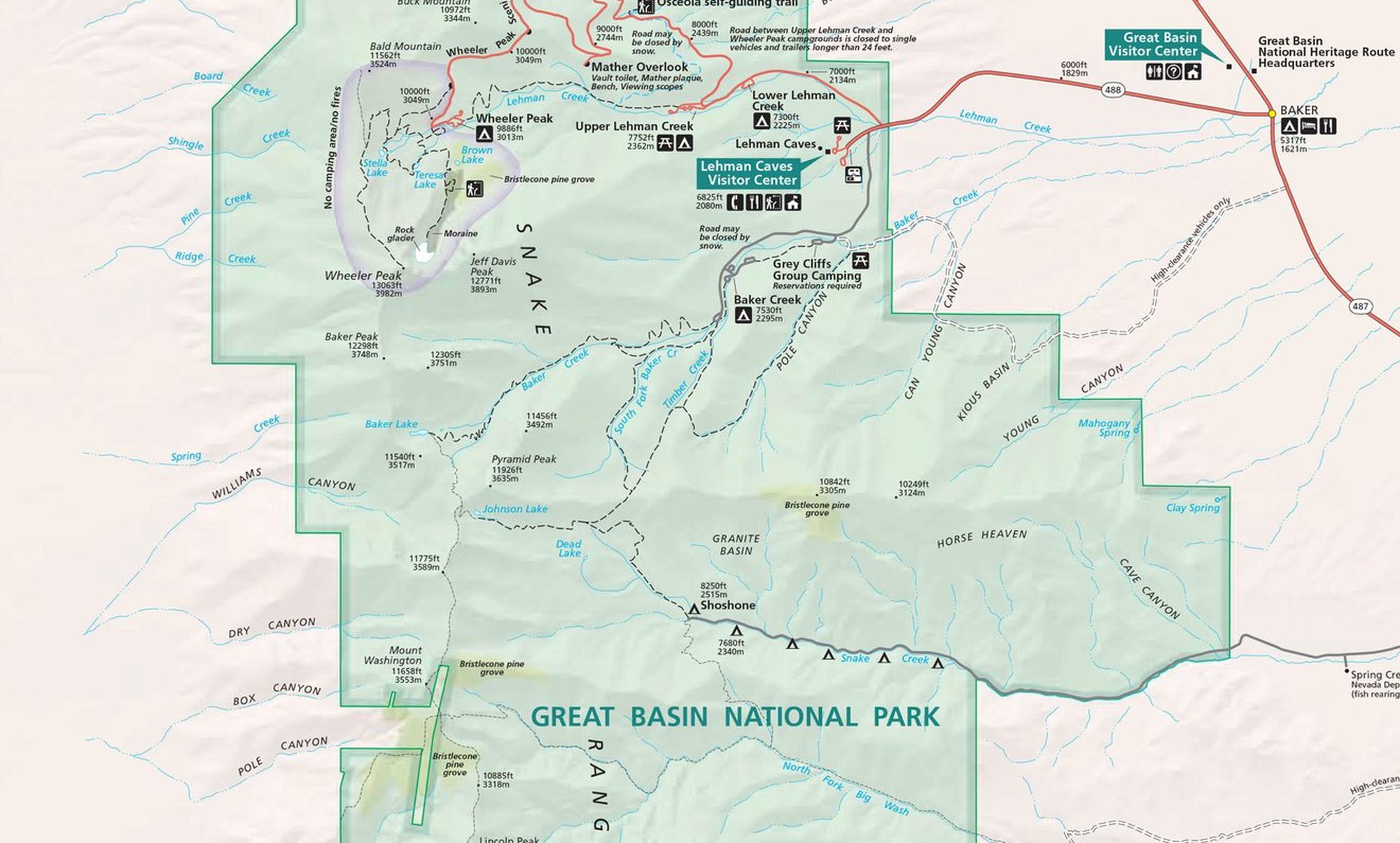 Great Basin National Park Reference Map, Great Basin National Park, NV, NV